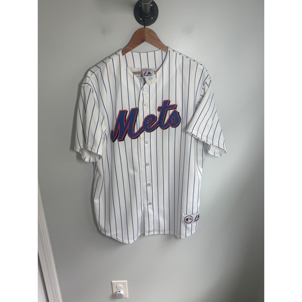 Vintage Majestic David Wright NY Mets Jersey Pinstripe MLB USA Mens XL White